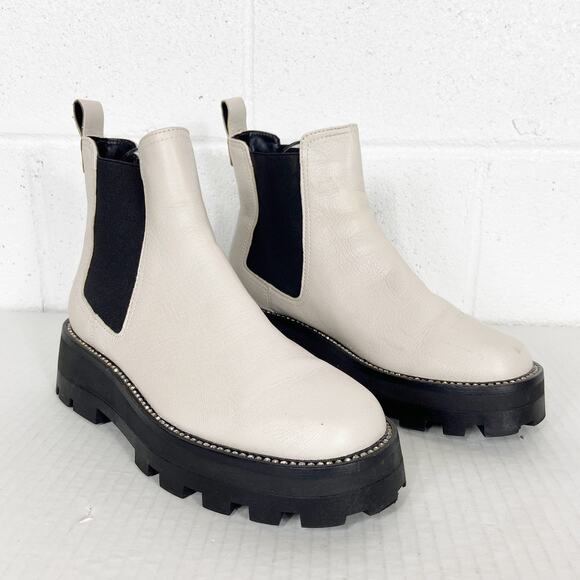Karl Lagerfeld Lug Sole Boot Mayde White Leather Chunky Sole Size 7‎ - Picture 2 of 10